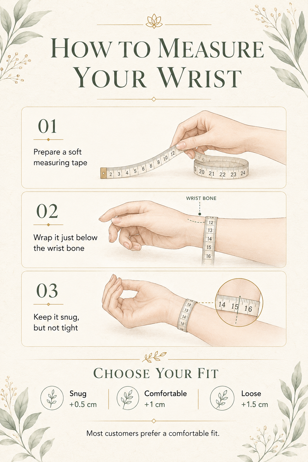 Illustrated guide to measuring your wrist circumference